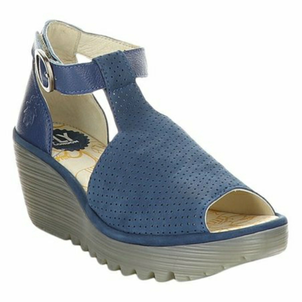 Fly London Blue Yall Suede Sandals Women 10M